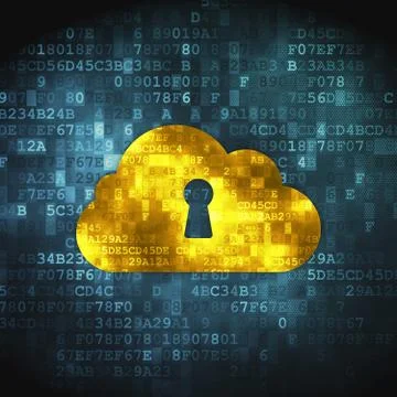 Cloud technology concept: Cloud Whis Keyhole on digital backgrou イラスト素材