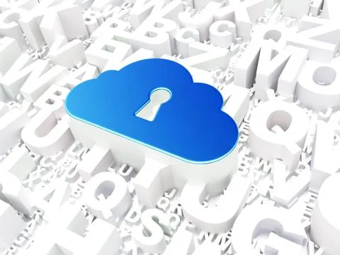 Cloud technology concept: Cloud Whis Keyhole on alphabet backgro Stock Illustration