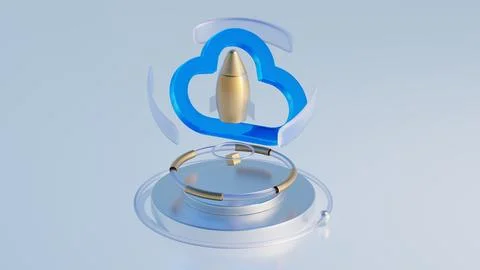 Cloud technology concept. Computing data storage. Software infrastructure. 3d Stock Illustration