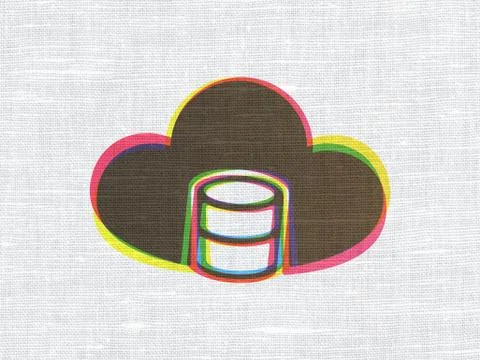 Cloud technology concept: Database With Cloud on fabric texture background 스톡 일러스트