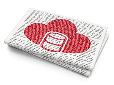Cloud technology concept: Database With Cloud on Newspaper background Stock Illustration