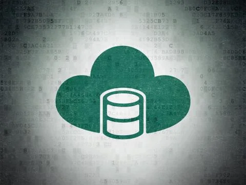 Cloud technology concept: Database With Cloud on Digital Paper background 스톡 일러스트