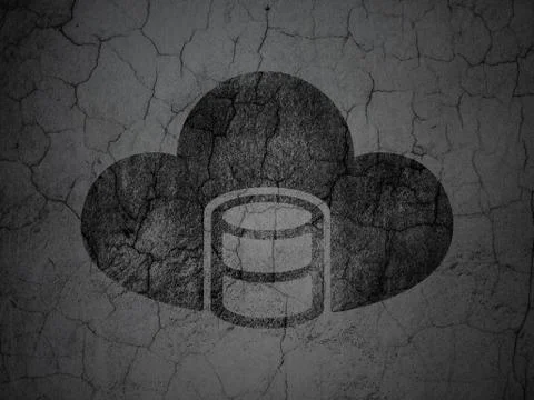 Cloud technology concept: Database With Cloud on grunge wall background Illustrazione stock