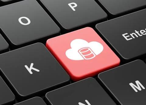 Cloud technology concept: Database With Cloud on computer keyboard background Stock-Illustration