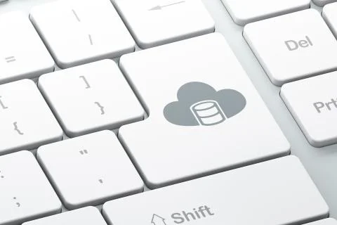 Cloud technology concept: Database With Cloud on computer keyboard background Stock-Illustration