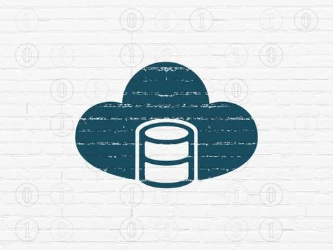 Cloud technology concept: Database With Cloud on wall background Stock Illustration