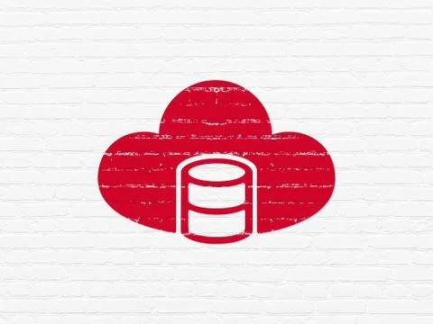 Cloud technology concept: Database With Cloud on wall background Stock Illustration