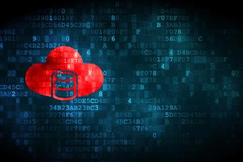 Cloud technology concept: Database With Cloud on digital background Stock Illustration