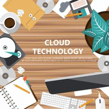 Cloud technology concept. Flat vector illustration Stock Illustration