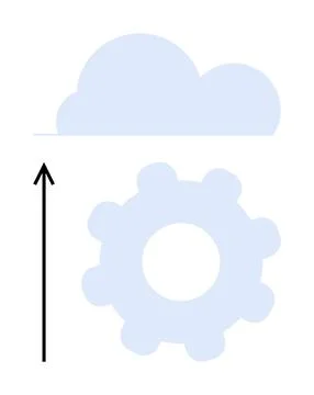 Cloud Technology Concept with Gear and Arrow Indicating Progress and Innovation Stock Illustration