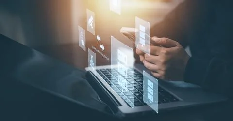 Cloud technology concept Global network of metaverse systems concept, Man han Stock Photos