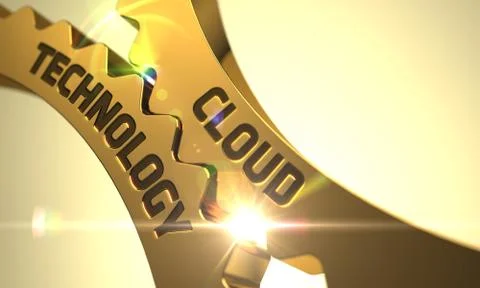 Cloud Technology Concept. Golden Gears Stockillustratie