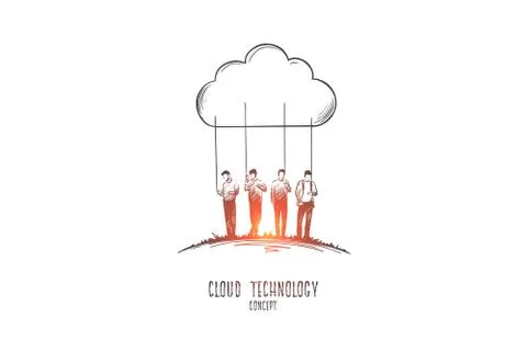Cloud technology concept. Hand drawn isolated vector. イラスト素材