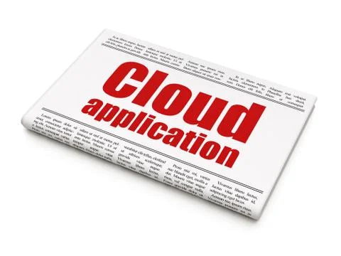 Cloud technology concept: newspaper headline Cloud Application 스톡 일러스트