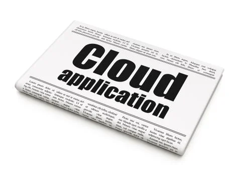 Cloud technology concept: newspaper headline Cloud Application Illustrazione stock