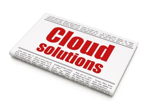 Cloud technology concept: newspaper headline Cloud Solutions Stockillustratie