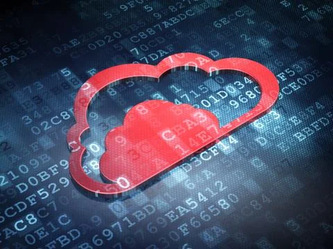 Cloud technology concept: Red Cloud on digital background Stock Illustration