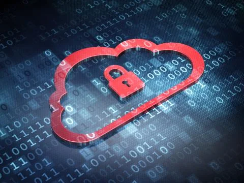 Cloud technology concept: Red Cloud Padlock Stock Illustration