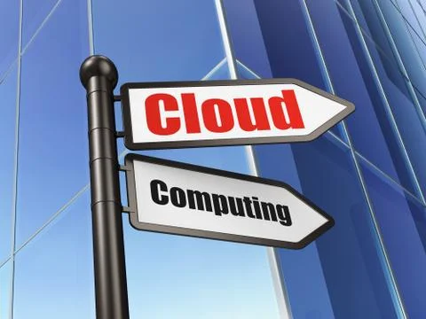 Cloud technology concept: sign Cloud Computing on Building Stock Illustration