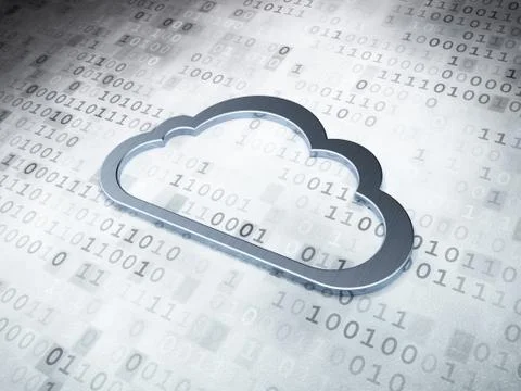 Cloud technology concept: Silver Cloud on digital background Stock Illustration