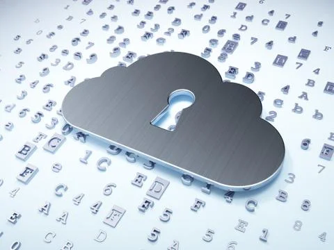 Cloud technology concept: Silver Cloud With Keyhole on digital イラスト素材