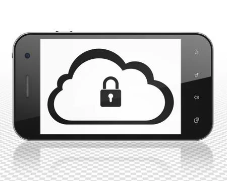 Cloud technology concept: Smartphone with Cloud With Padlock on display Stock Illustration