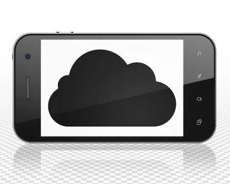 Cloud technology concept: Smartphone with Cloud on display 库存插图