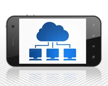 Cloud technology concept: Smartphone with Cloud Network on display Stock Illustration