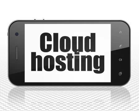 Cloud technology concept: Smartphone with Cloud Hosting on display Stock Illustration