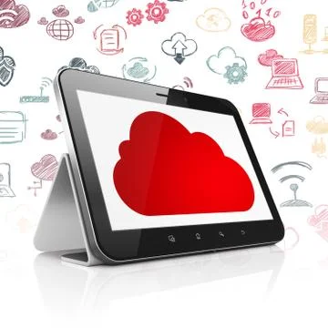 Cloud technology concept: Tablet Computer with Cloud on display Stock Illustration