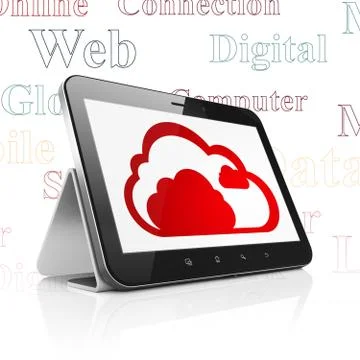 Cloud technology concept: Tablet Computer with Cloud on display Stock Illustration