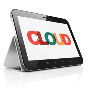 Cloud technology concept: Tablet Computer with Cloud on  display 스톡 일러스트