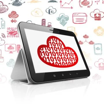 Cloud technology concept: Tablet Computer with Cloud With Code on display Stock Illustration