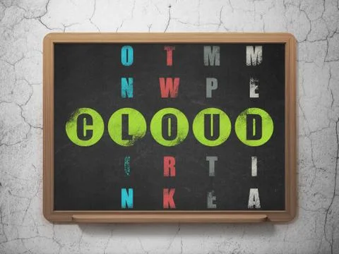 Cloud technology concept: word Cloud in solving Crossword Puzzle Stock Illustration