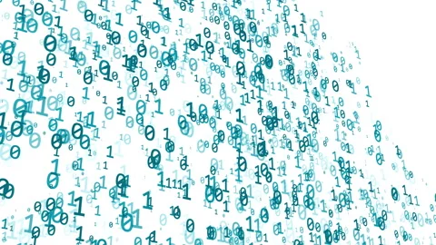 Cloud technology conception, chaotically slow moving zero and one Stock Footage 243074100