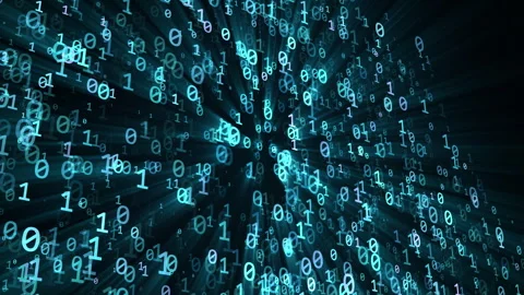 Cloud technology conception, chaotically slow moving zero and one real digits Stock Footage 245037434