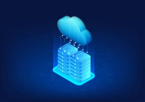 Cloud technology connected to the server Shows the connection of data stora.. Stock Illustration