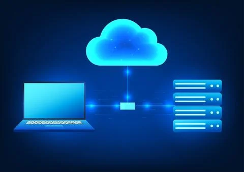 Cloud technology that connects computers and servers It means transferring .. Illustrazione stock