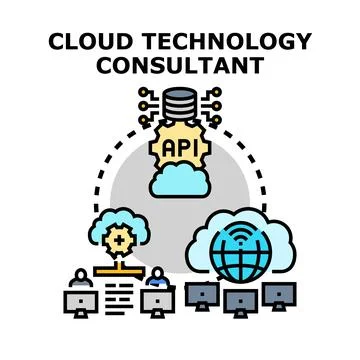 Cloud technology consultant providing digital solution expertise Stock Illustration