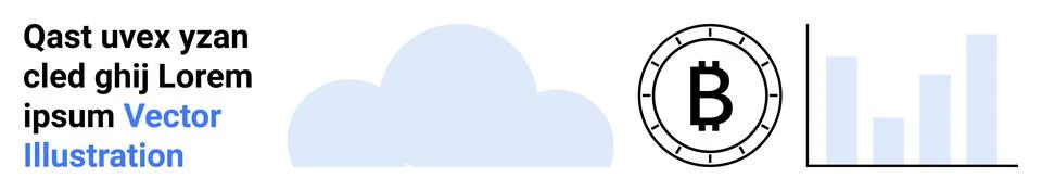 Cloud technology, cryptocurrency, and data analytics integration depicted i.. Stock-Illustration