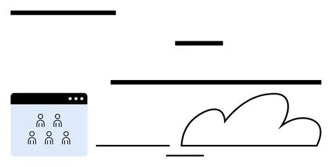 Cloud technology, data sharing, remote work, online meetings, digital storage Stockillustratie