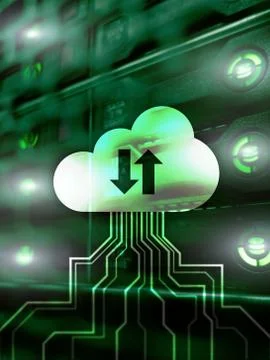 Cloud technology data storage. Internet concept on supercomputer background. Stock Photos