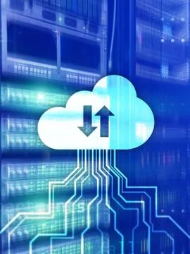 Cloud technology data storage. Internet concept on supercomputer background. Stock Photos