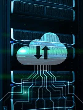 Cloud technology data storage. Internet concept on supercomputer background. Stock Photos