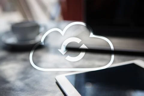 Cloud technology. Data storage. Networking and internet service concept Stock Photos