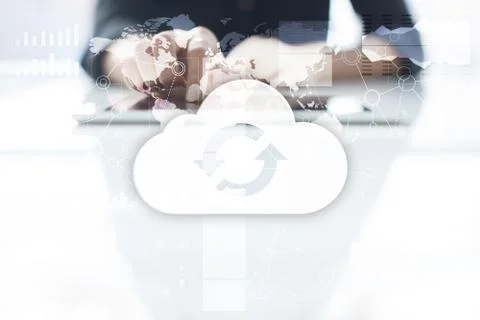 Cloud technology. Data storage. Networking and internet service concept. Stock Photos