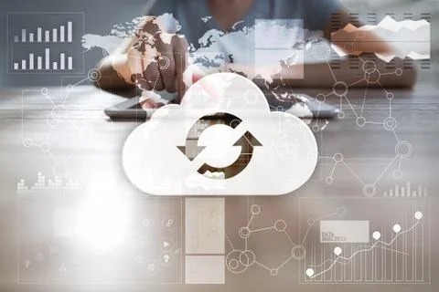 Cloud technology. Data storage. Networking and internet service concept Stock Photos