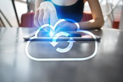 Cloud technology. Data storage. Networking and internet service concept Stock Photos