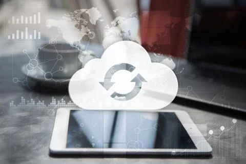 Cloud technology. Data storage. Networking and internet service concept. Stock-Fotos