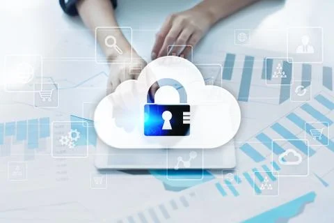 Cloud technology. Data storage. Networking and internet service concept. Stock Photos